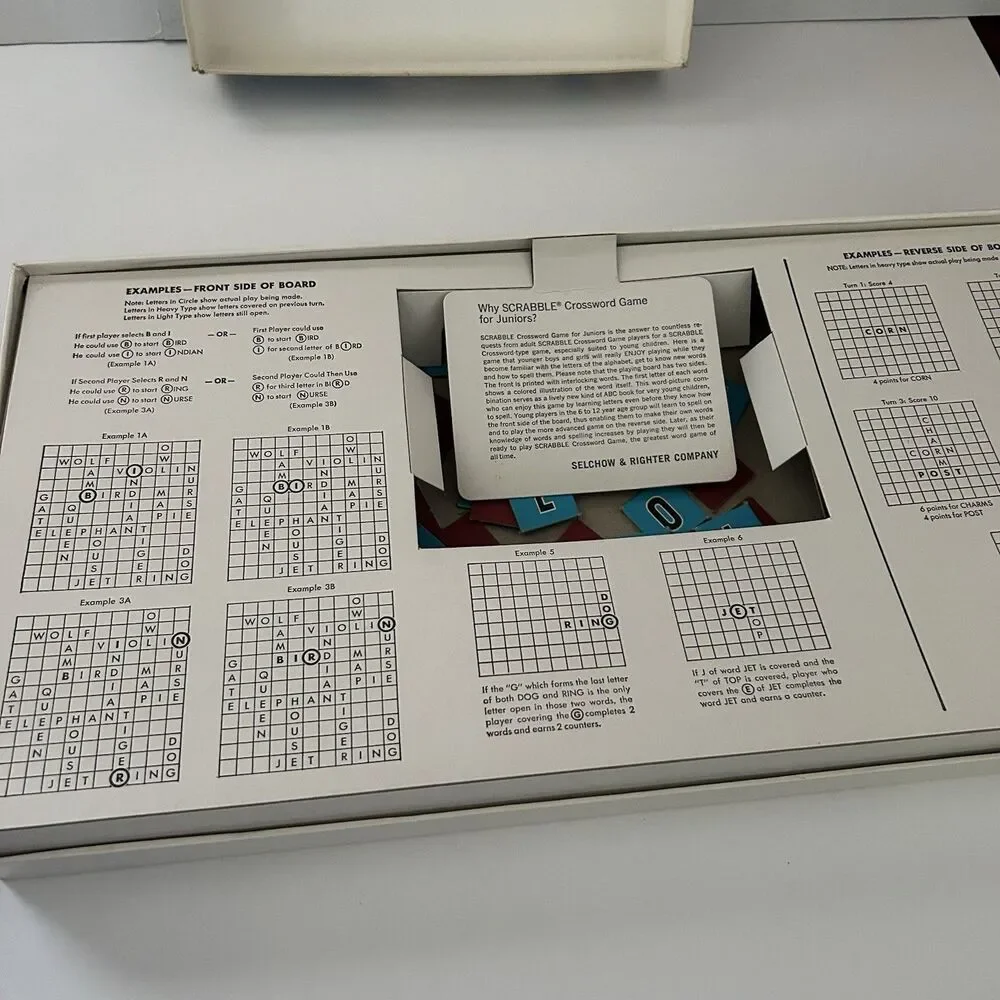 VINTAGE 1968 SCRABBLE FOR JUNIORS BOARD GAME Edition Three Crossword Game